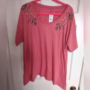 Lane Bryant Pink Floral Embroidered Top
